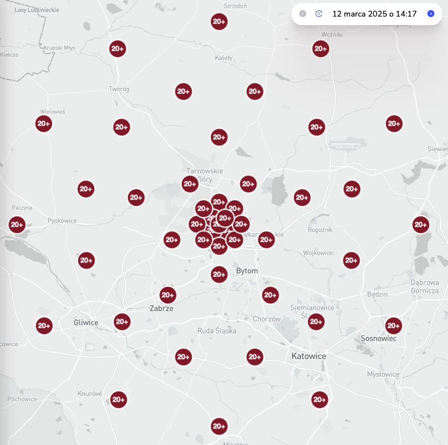 Mapa pozycji przed optymalizacją - fraza: sklep z odżywkami Bytom